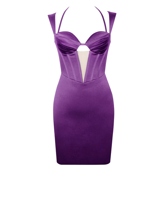 Purple Satin Corset Dress