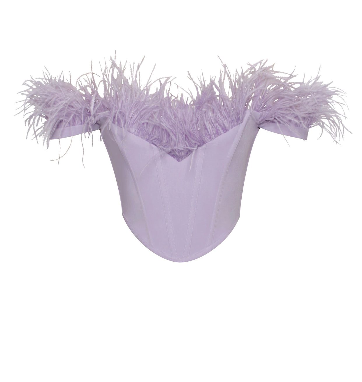 Lavender Feather Trim Corset Top