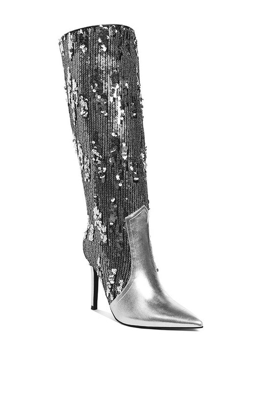 Sitarah Sequin Embellished Stiletto Long Boots