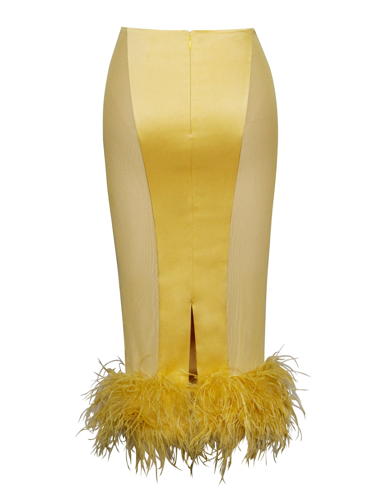 Ellie Yellow Feather Trim Satin Set