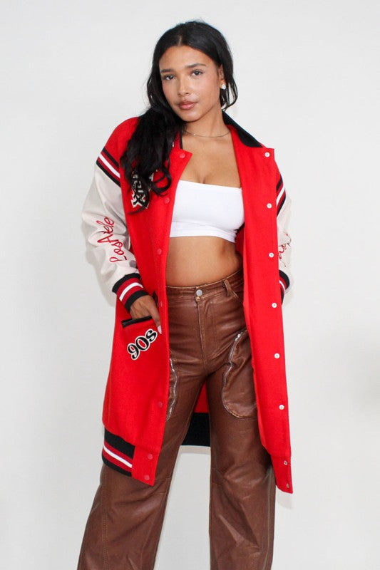 Athina Long Fit Letterman Jacket