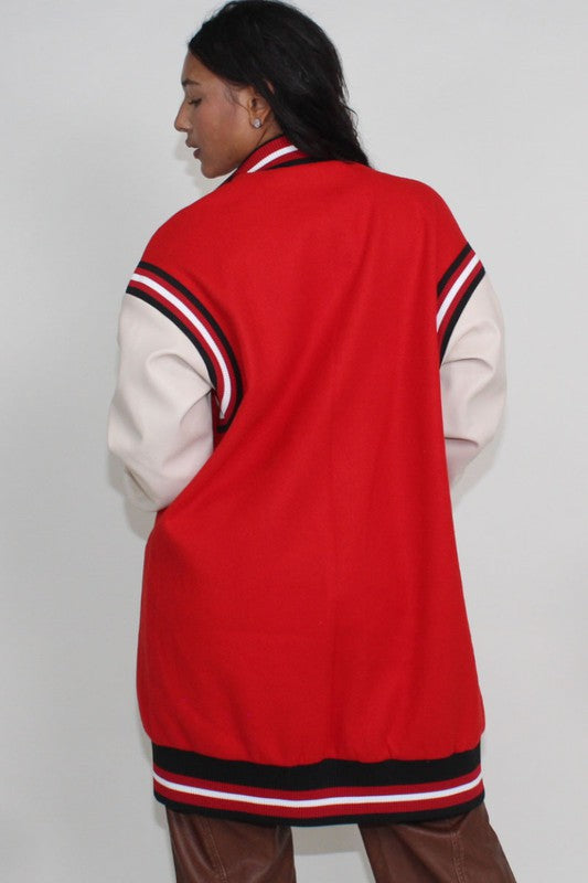 Athina Long Fit Letterman Jacket