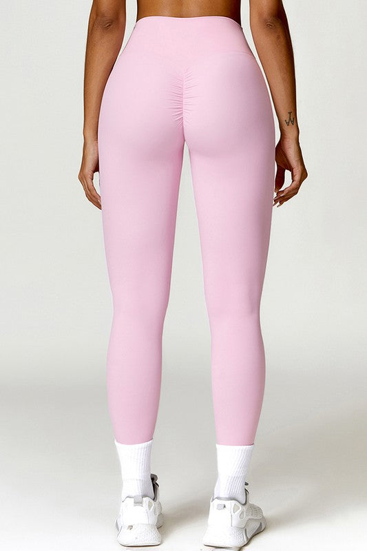 Solid high-waisted hip-lifting athletic leggings