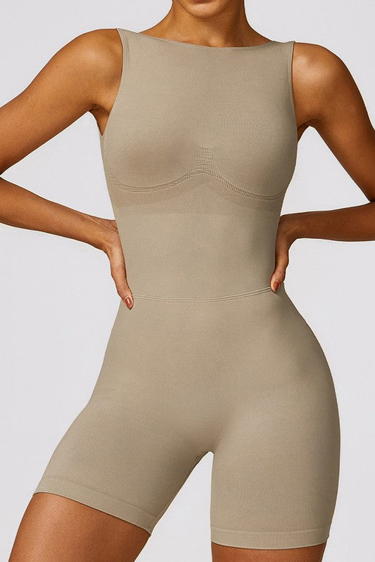 Seamless cut-out tight-fitting yoga jumpsuit