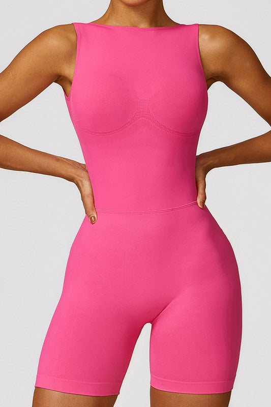 Seamless cut-out tight-fitting yoga jumpsuit