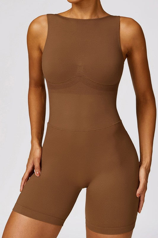 Seamless cut-out tight-fitting yoga jumpsuit