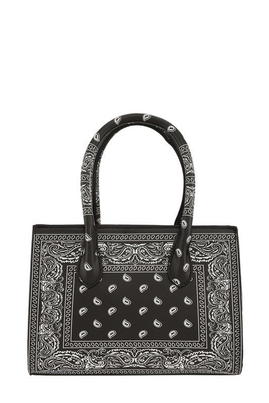 Amoeba Print Rectangular Bag with Buckle Accent