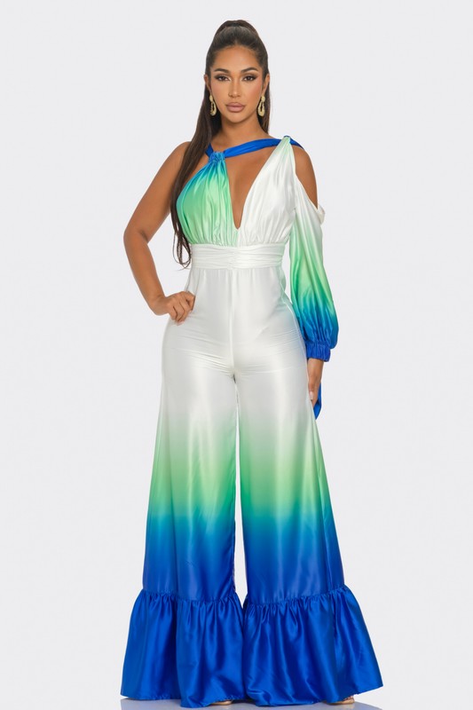 Ocean Satin Ombre Jumpsuit