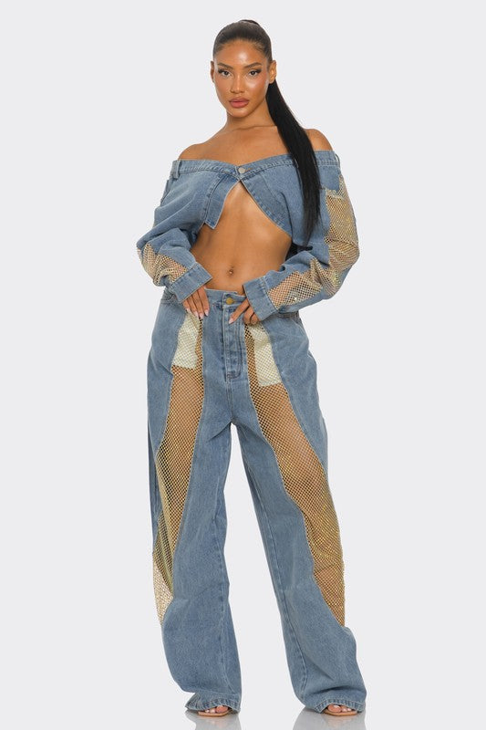 Mesh Fusion Denim Set