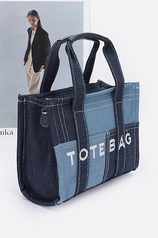 Patch Denim Iconic Tote Bag