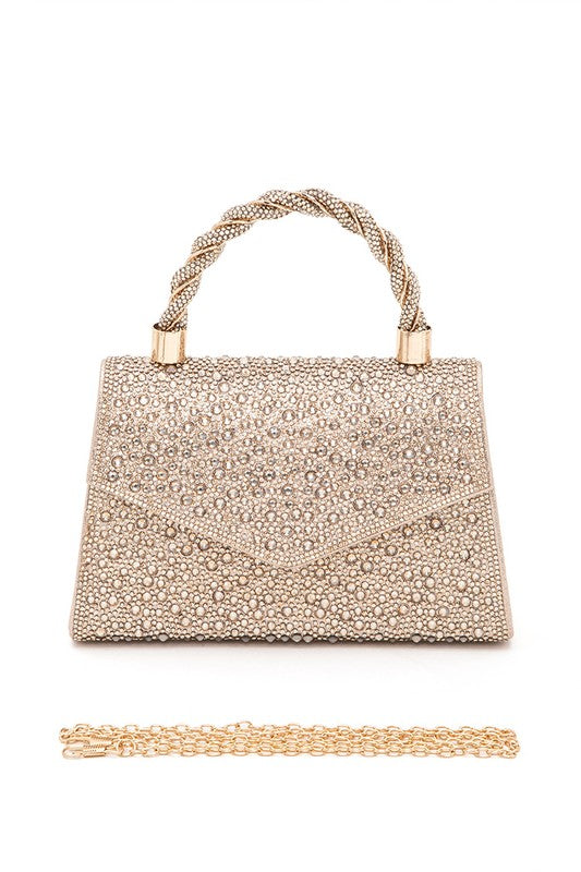 Statement Rhinestone Top Handle Clutch Bag