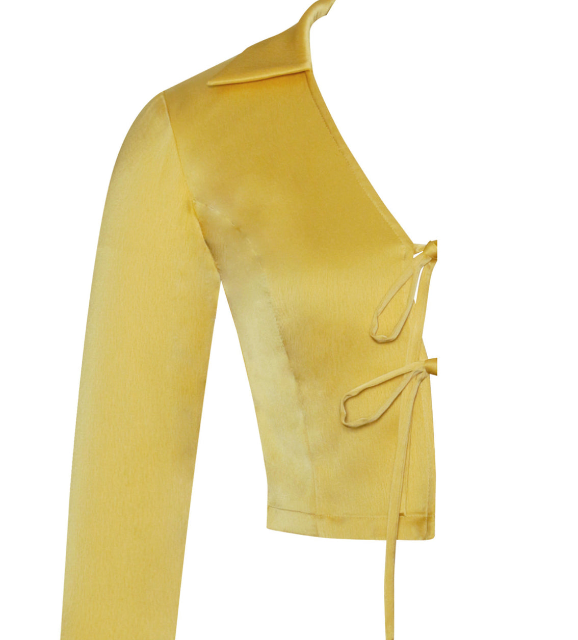 Ellie Yellow Feather Trim Satin Set