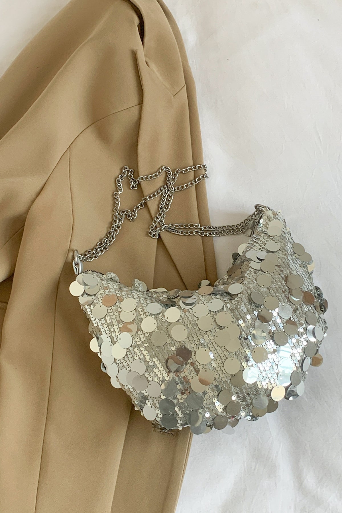 Sequin Chain Crossbody Bag