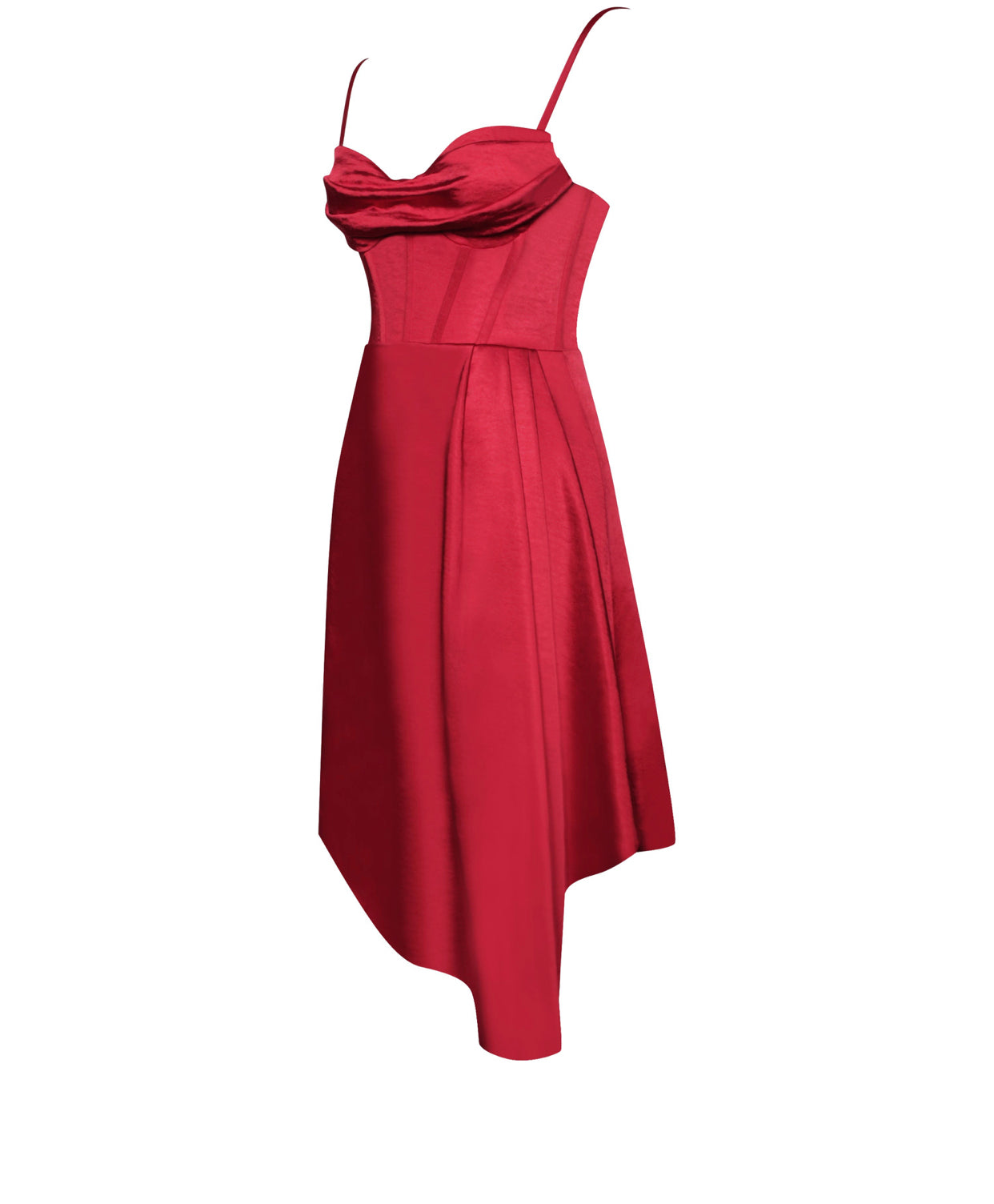 Ruby Red Satin Corset Dress