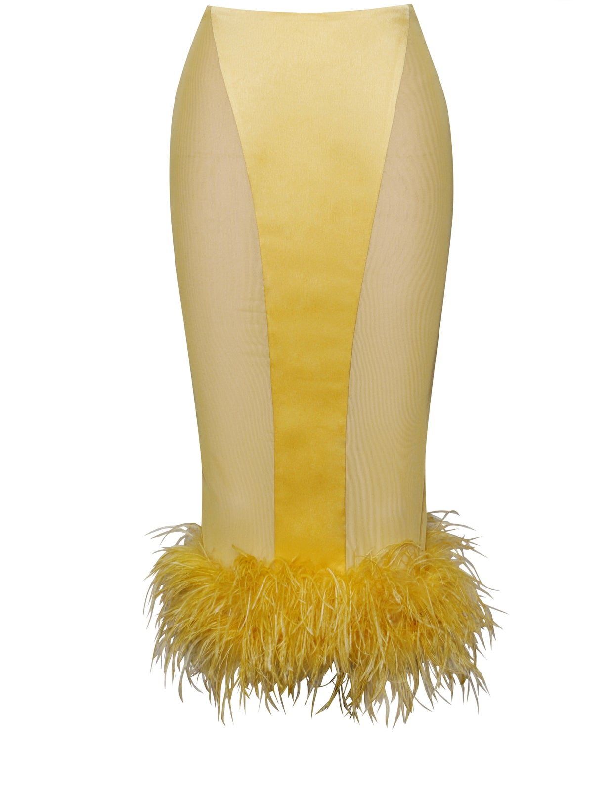 Ellie Yellow Feather Trim Satin Set