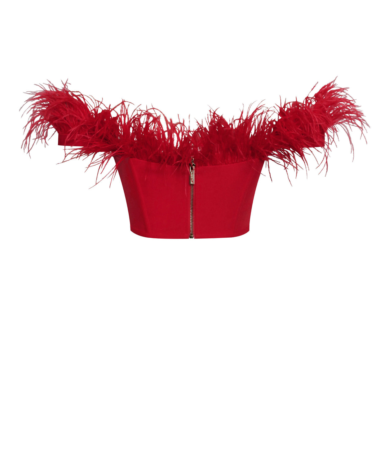 Red Feather Trim Corset Top