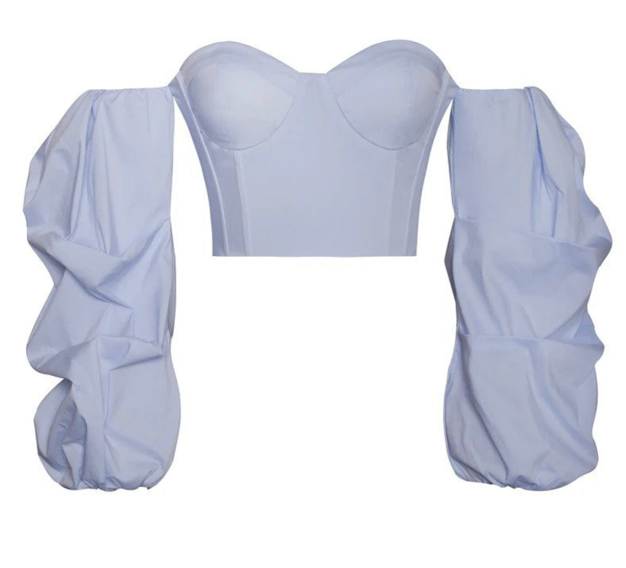 Blue Puff Sleeve Corset Top