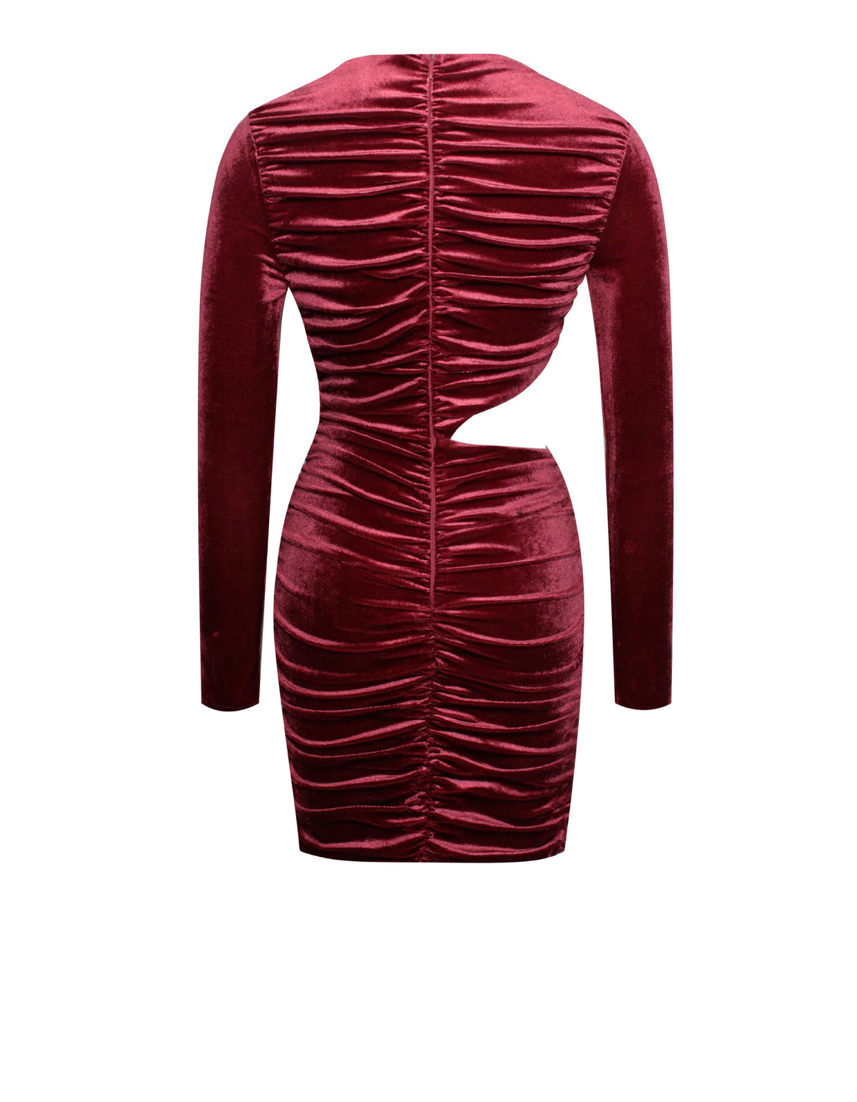 Burgundy Velvet Cutout Long Sleeve Dress