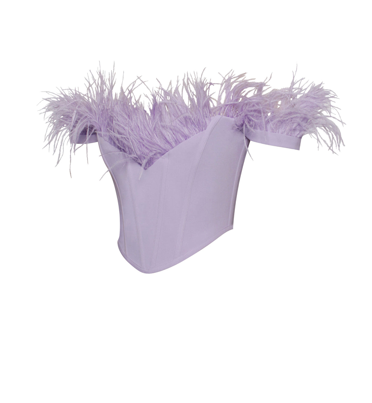 Lavender Feather Trim Corset Top