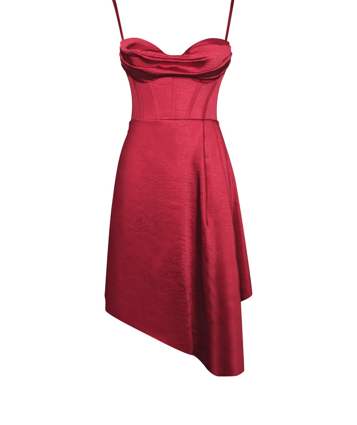 Ruby Red Satin Corset Dress