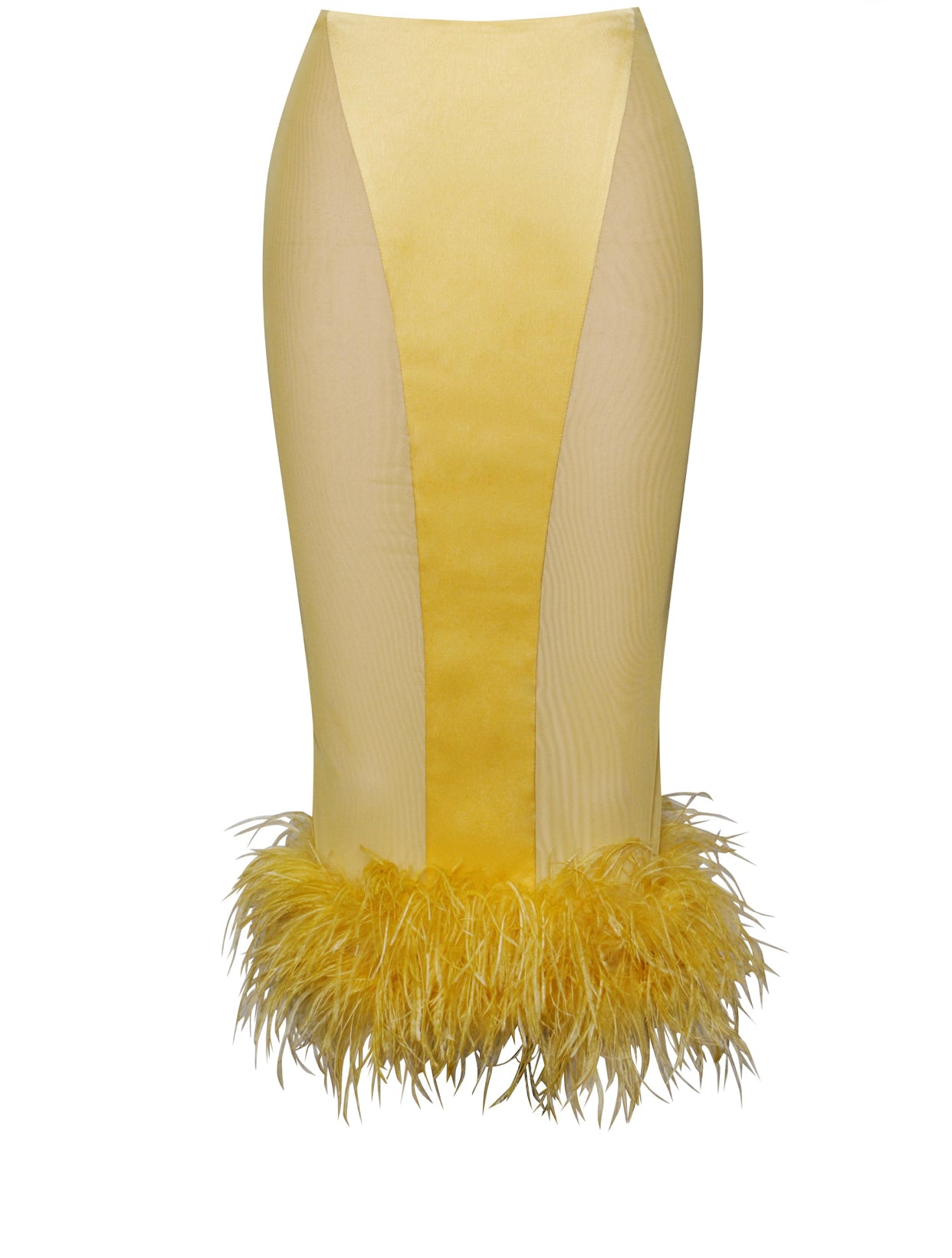 Ellie Yellow Feather Trim Satin Set