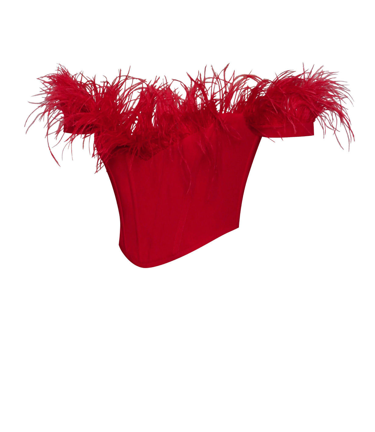 Red Feather Trim Corset Top