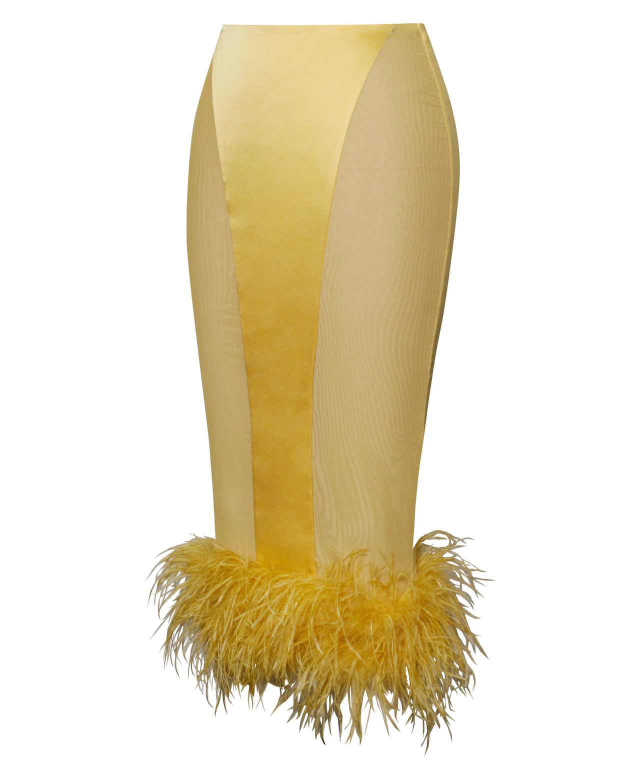 Ellie Yellow Feather Trim Satin Set